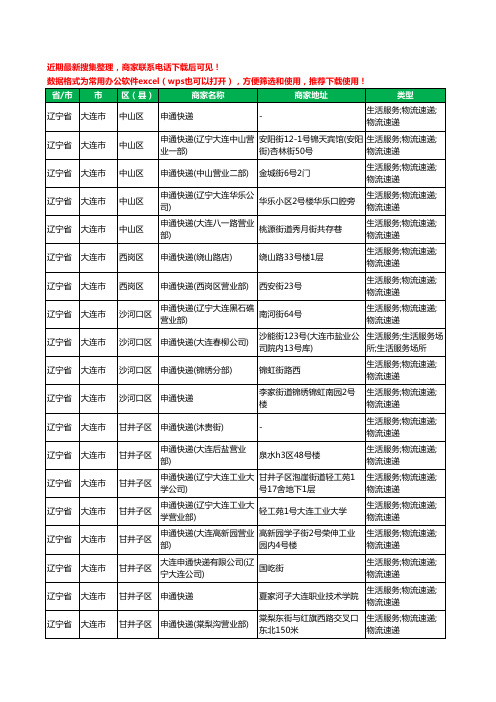 2020新版辽宁省大连市申通快递工商企业公司商家名录名单黄页联系方式电话大全77家