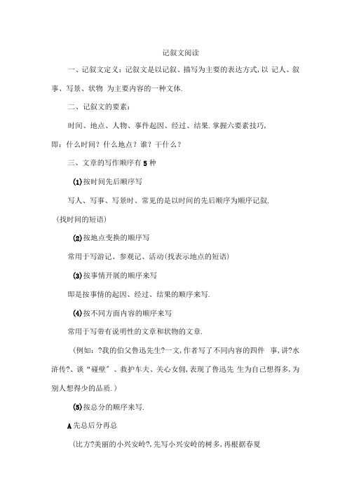 【习题精编】人教部编版六年级上册语文记叙文阅读理解习题及解答思路