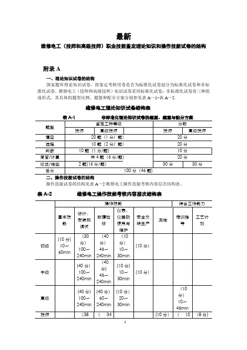 最新维修电工(技师和高级技师)职业技能鉴定理论知识模拟试卷及答案