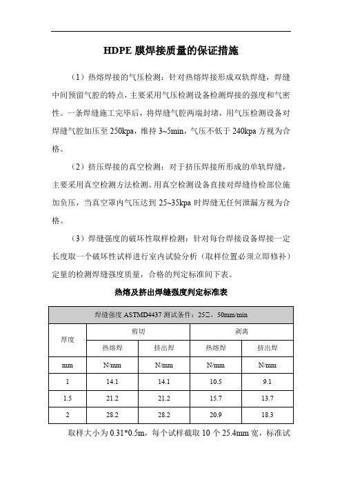 HDPE膜焊接质量的保证措施