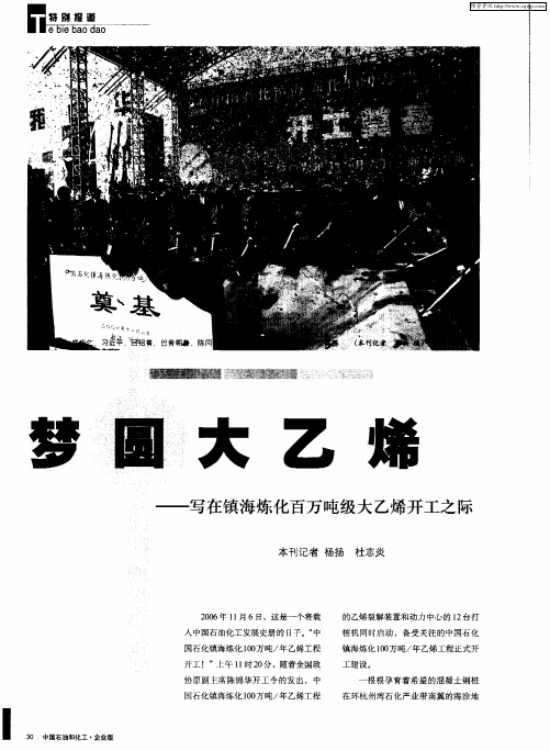 梦圆大乙烯——写在镇海炼化百万吨级大乙烯开工之际