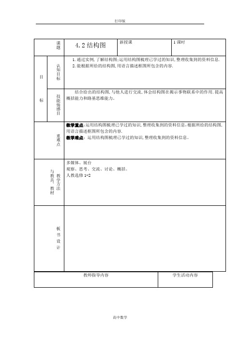 人教新课标版数学高二A版选修1-2教案 4.2《结构图》