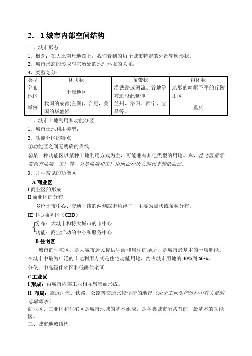 新课标人教版高一地理必修2教案第二章 城市与城市化复习课