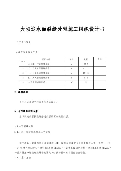 大坝迎水面裂缝处理工程施工组织设计方案书