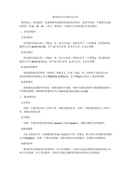 数列知识点归纳总结文件