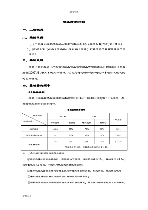 桩基检测计划清单(方案设计)