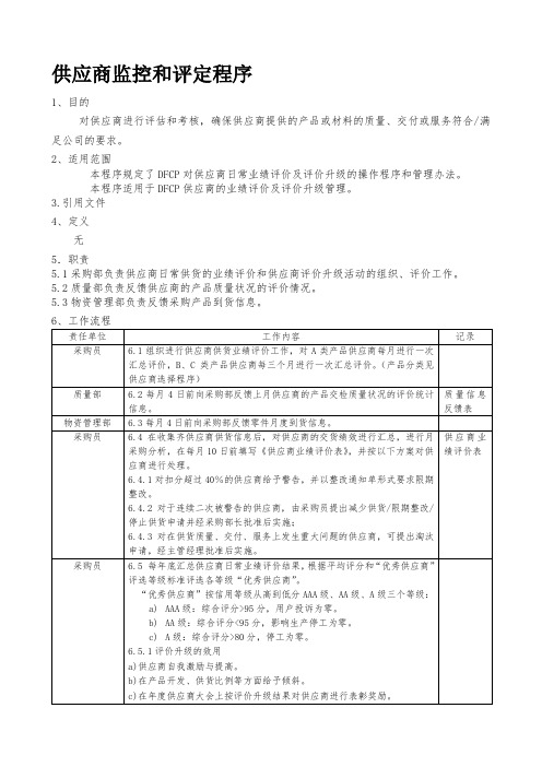 供应商监控和评定程序