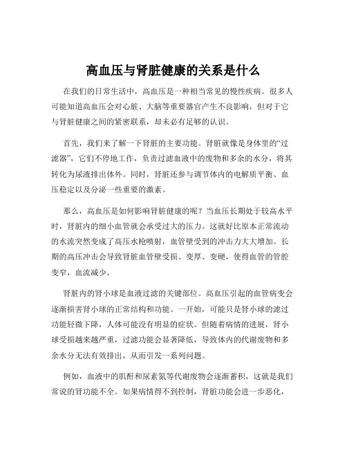 高血压与肾脏健康的关系是什么