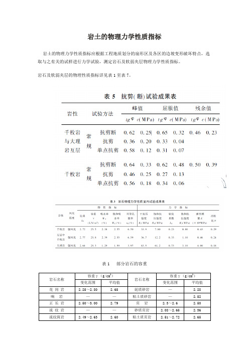 岩土的物理力学性质参数