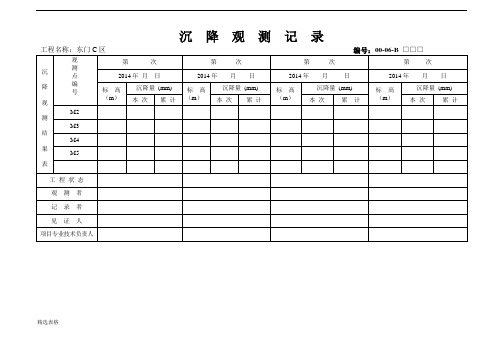 沉降观测记录表格