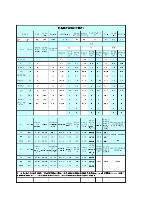 桩基单桩承载力自动计算表格Excel