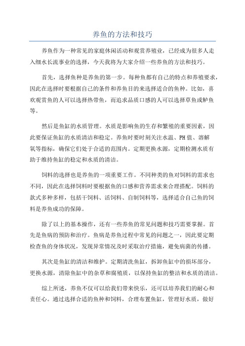 养鱼的方法和技巧
