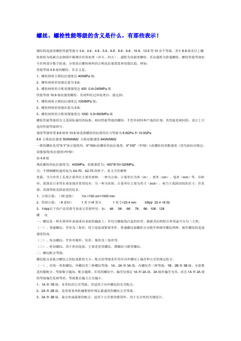 螺丝、螺栓性能等级的含义是什么