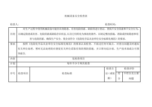 机械设备安全检查表【范本模板】