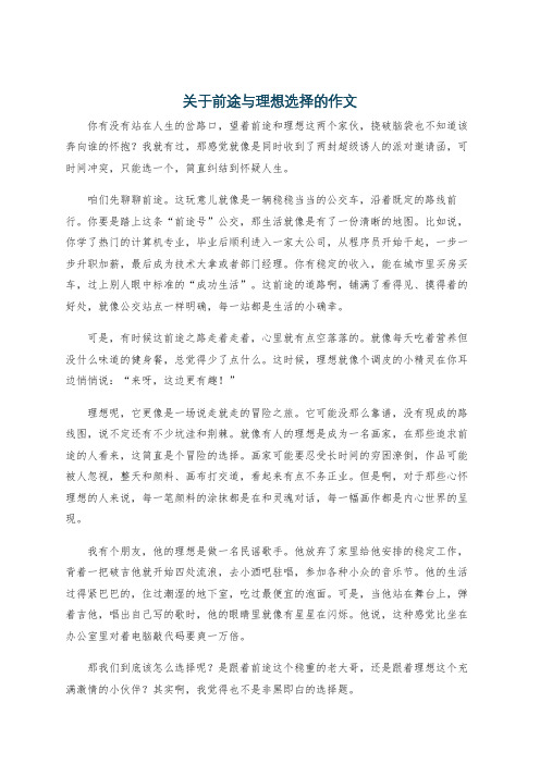 关于前途与理想选择的作文