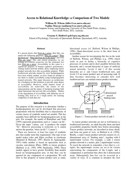 Access to Relational Knowledge a Comparison of Two Models