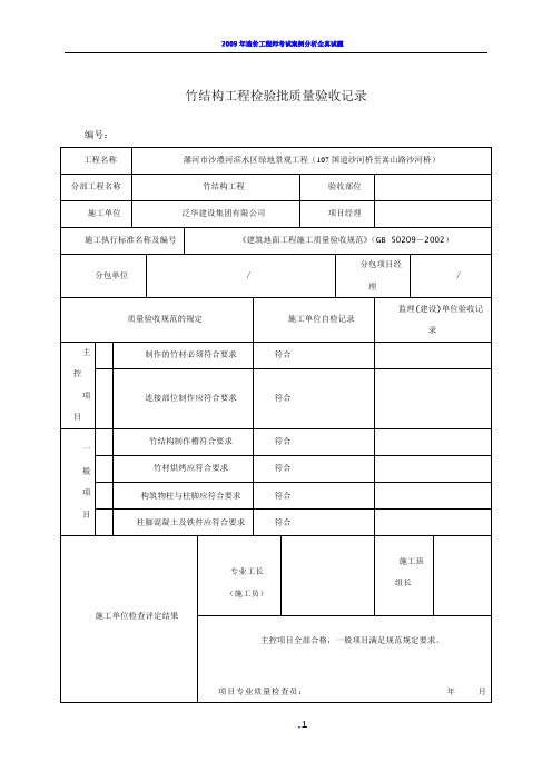 2012园林绿化工程检验批质量验收记录表