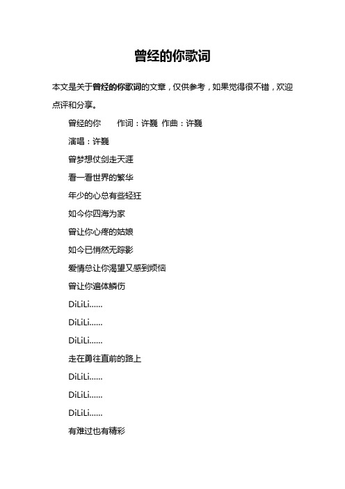 曾经的你歌词