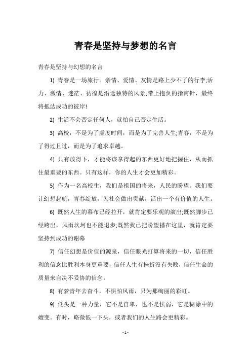 青春是坚持与梦想的名言