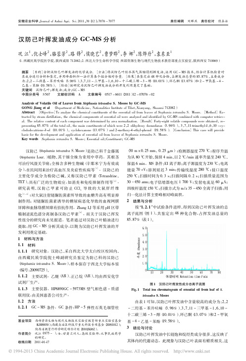 汉防己叶挥发油成分GC_MS分析