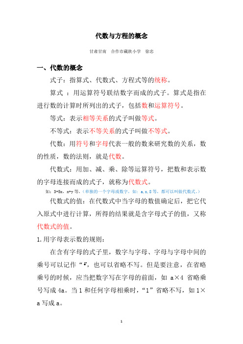 代数与方程的概念