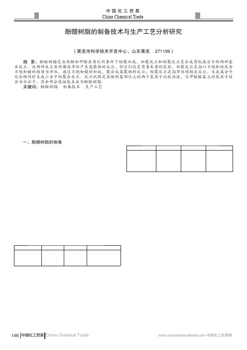 酚醛树脂的制备技术与生产工艺分析研究