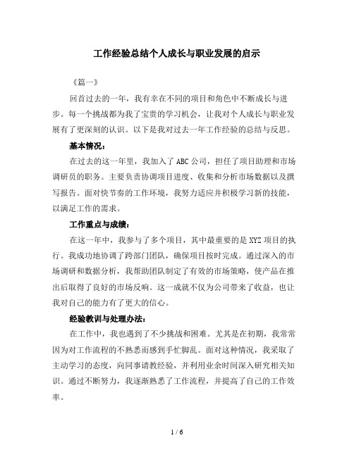 工作经验总结个人成长与职业发展的启示