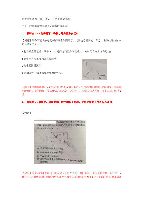 高中物理必修1 第一章v - t 图像典型例题