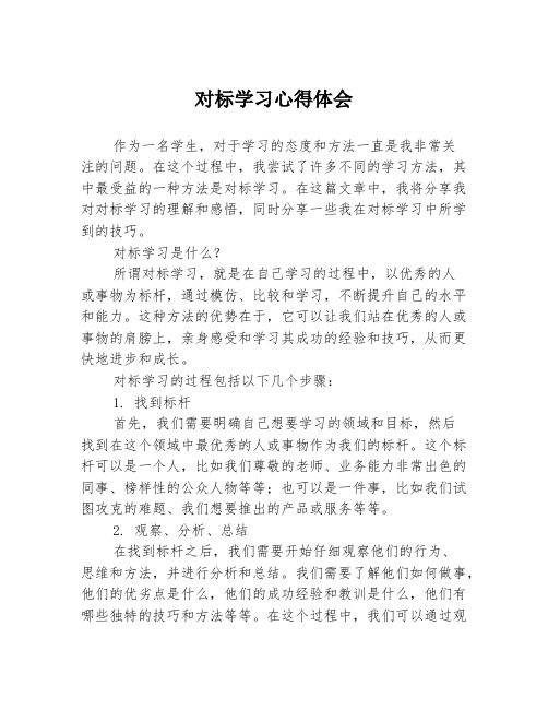 对标学习心得体会