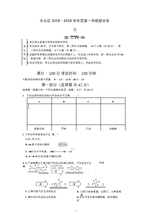 北京市丰台区2018-2019高三上学期期末化学试题及答案