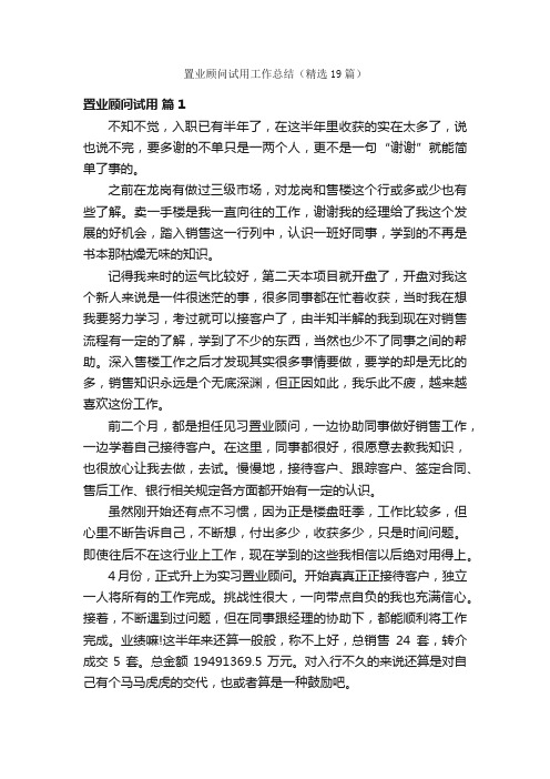 置业顾问试用工作总结（精选19篇）