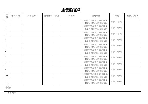 进货检验记录表