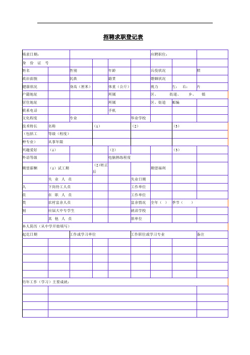 最新招聘求职登记表(全)