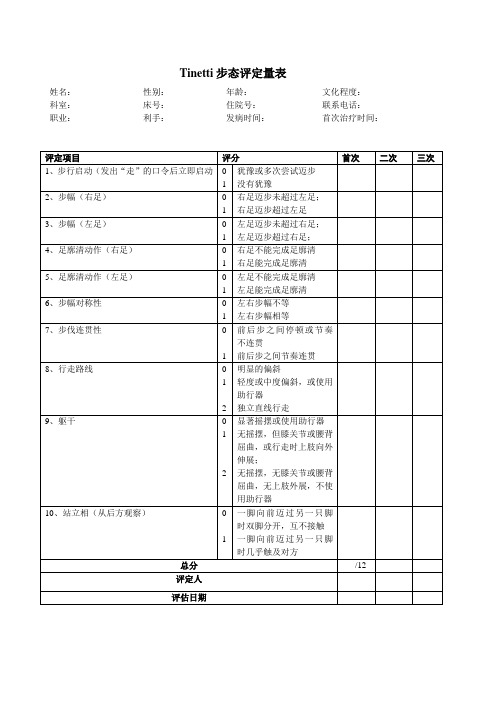 Tinetti步态评定量表