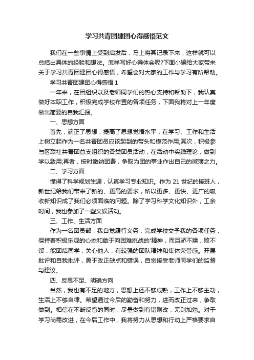 学习共青团建团心得感悟范文