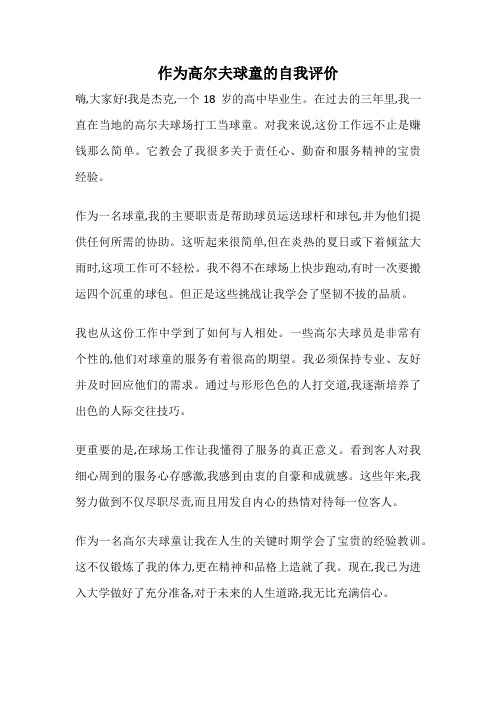 作为高尔夫球童的自我评价