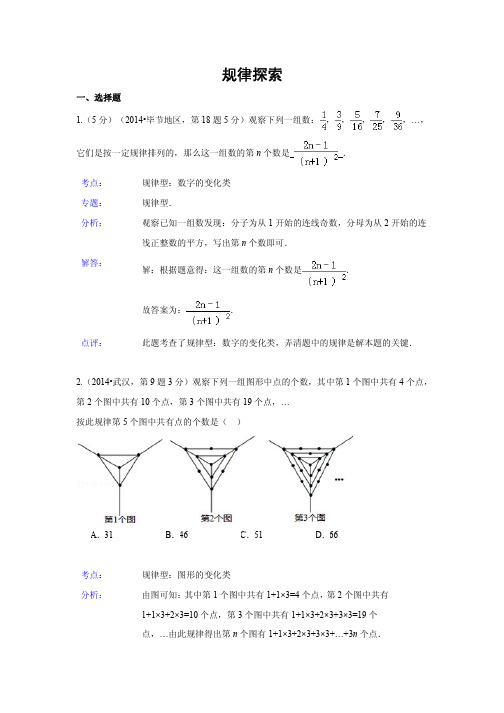 2014年中考数学解析版试卷分类汇编专题36：规律探索