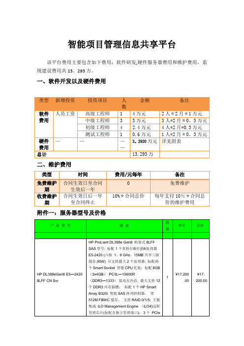 软件项目报价表-软件报价明细表-软件报价明细