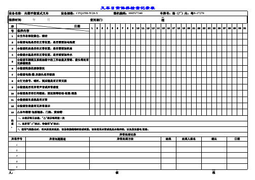 叉车日常保养检查记录表