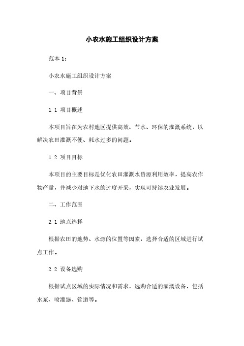 小农水施工组织设计方案