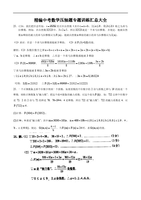 精编中考数学阅读创新压轴题题专题训练大全(含答案)