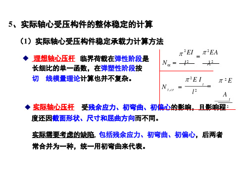 最新-实际轴心受压构件的整体稳定的计算