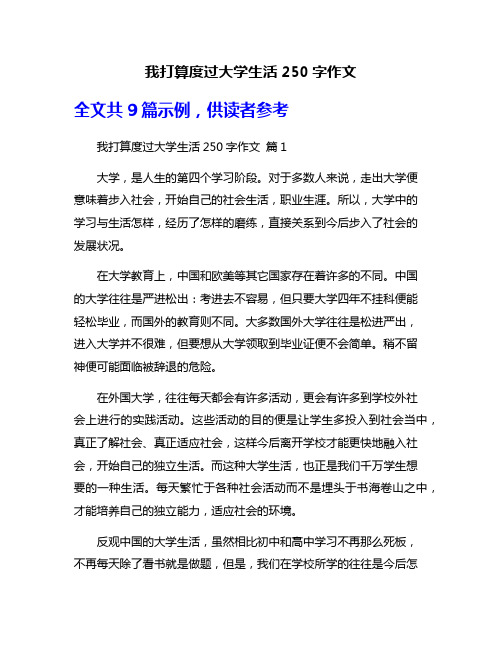 我打算度过大学生活250字作文