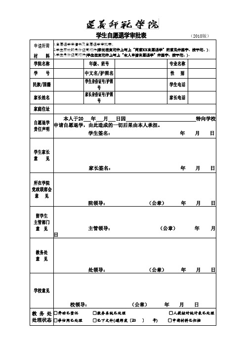 学生自愿退学审批表【模板】