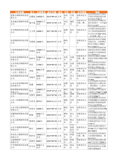 2021年山东省物联网行业企业名录3568家