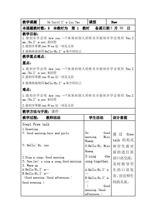 译林小学英语3B unit2(1)教案