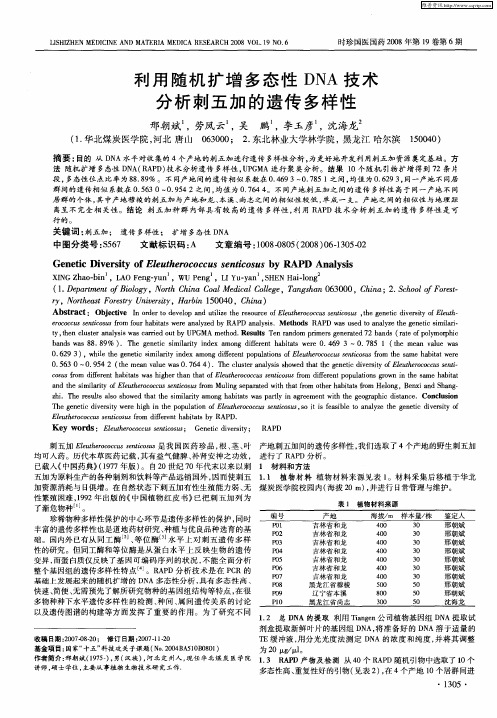 利用随机扩增多态性DNA技术分析刺五加的遗传多样性