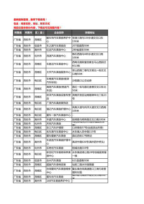 新版广东省茂名市汽车美容企业公司商家户名录单联系方式地址大全510家