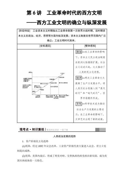 2018届高三历史二轮复习：第1部分 近代篇 第6讲 工业革命时代的西方文明 含答案