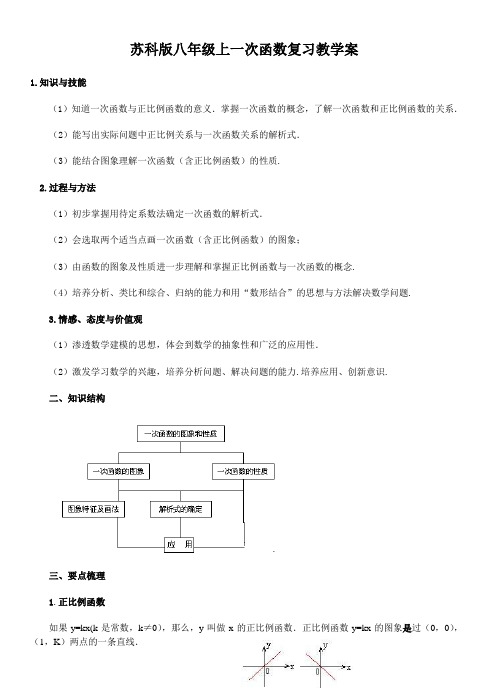 苏科版八年级上一次函数复习教学案  